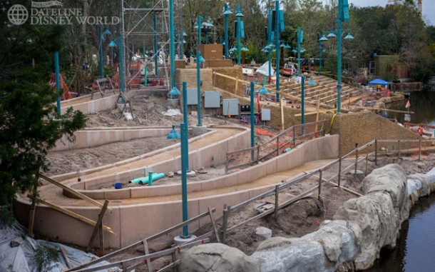 A view at some of the progress on the seating area for Rivers of Light, which opens this year.