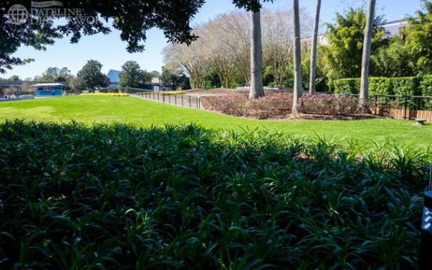 Heading back into Future World, this path by Test Track and MouseGear is closed to get ready for Flower and Garden.