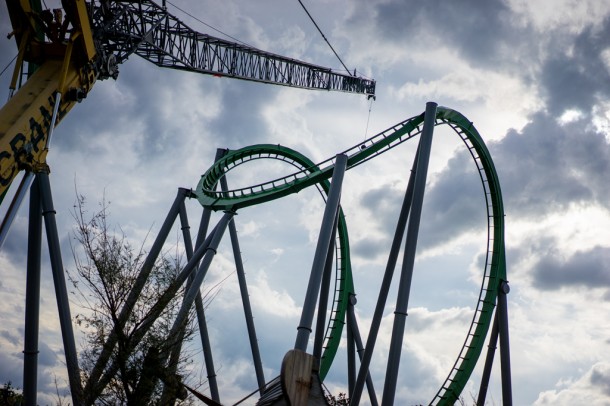 The Incredible Hulk coaster is almost all back together.