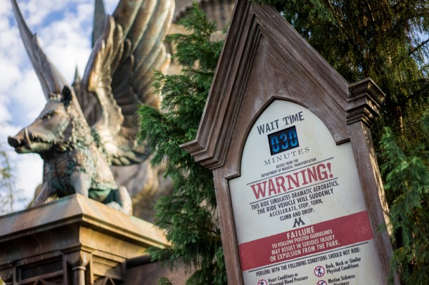 Forbidden Journey got a new, digital wait time sign.