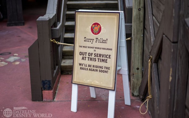 Frontierland Railroad station also blocked off.