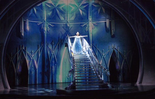 ELSA IN 'FROZEN – LIVE AT THE HYPERION' -- A new theatrical interpretation for the stage based on Disney’s animated blockbuster film, Frozen is now playing at the Hyperion Theater at Disney California Adventure Park. The show immerses audiences in the emotional journey of Anna and Elsa with all of the excitement of live theater, including elaborate costumes and sets, stunning special effects and show-stopping production numbers. (Scott Brinegar/Disneyland Resort)