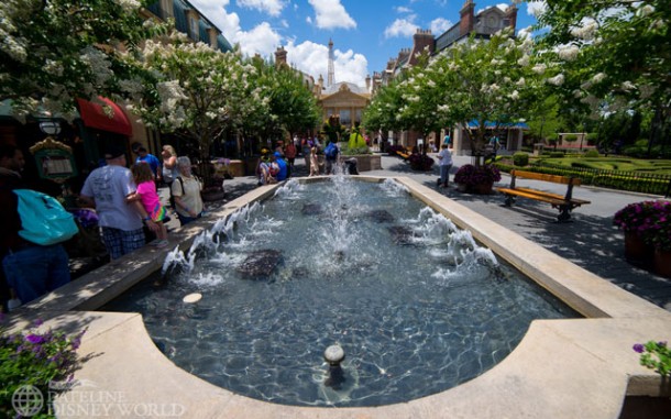 Beautiful trees in bloom in the France pavilion.