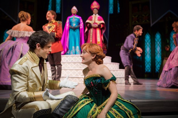 PRINCE HANS MEETS ANNA IN 'FROZEN Ð LIVE AT THE HYPERION' -- A new theatrical interpretation for the stage based on DisneyÕs animated blockbuster film, Frozen is now playing at the Hyperion Theater at Disney California Adventure Park. The show immerses audiences in the emotional journey of Anna and Elsa with all of the excitement of live theater, including elaborate costumes and sets, stunning special effects and show-stopping production numbers. (Piotr A. Redlinski/Disneyland Resort)