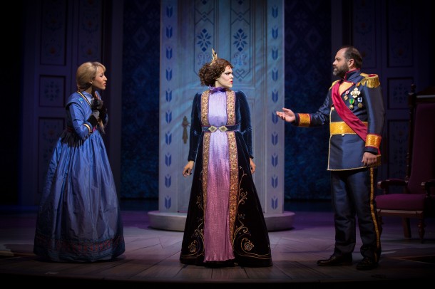 KING AGDAR AND QUEEN IDUN WITH ELSA IN 'FROZEN Ð LIVE AT THE HYPERION' -- A new theatrical interpretation for the stage based on DisneyÕs animated blockbuster film, Frozen is now playing at the Hyperion Theater at Disney California Adventure Park. The show immerses audiences in the emotional journey of Anna and Elsa with all of the excitement of live theater, including elaborate costumes and sets, stunning special effects and show-stopping production numbers. (Piotr A. Redlinski/Disneyland Resort)