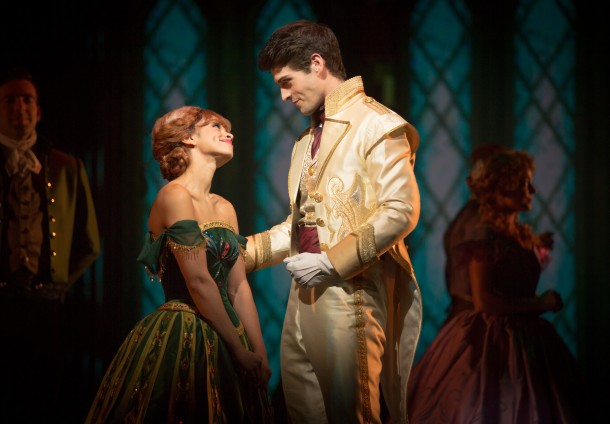 PRINCE HANS MEETS ANNA IN 'FROZEN Ð LIVE AT THE HYPERION' -- A new theatrical interpretation for the stage based on DisneyÕs animated blockbuster film, Frozen is now playing at the Hyperion Theater at Disney California Adventure Park. The show immerses audiences in the emotional journey of Anna and Elsa with all of the excitement of live theater, including elaborate costumes and sets, stunning special effects and show-stopping production numbers. (Piotr A. Redlinski/Disneyland Resort)