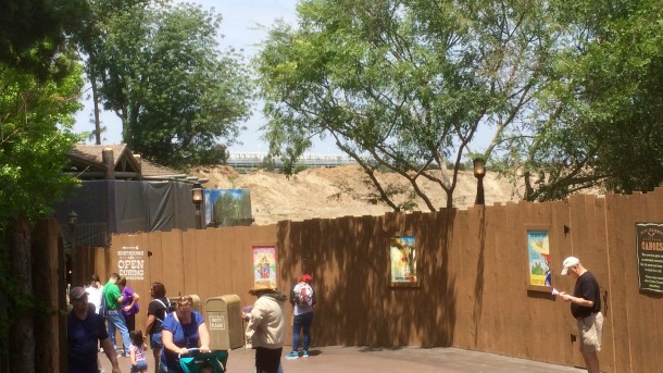 Coming out of Haunted Mansion, there was no hiding the work going on behind the Hungry Bear Restaurant.