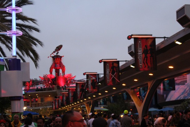 Banner on the Dark Side in Red along with the former Rocket Jets tower.