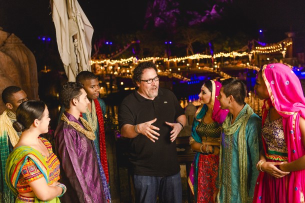 Filmmaker Jon Favreau congratulates cast members of &Ograve;The Jungle Book: Alive with Magic&Oacute;