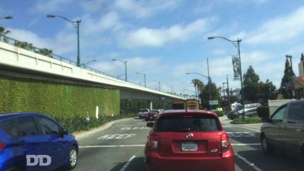 Exiting the South 5 at Disneyland Drive allows access to the overpass that skips the light at Ball Road and goes directly into the Mickey & Friends parking.