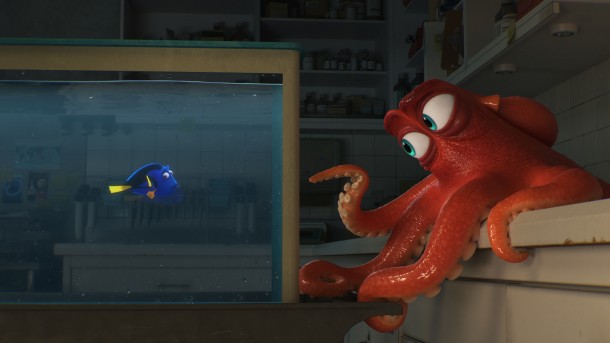 DO I KNOW YOU? -- In Disney?Pixar's "Finding Dory," everyone's favorite forgetful blue tang, Dory (voice of Ellen DeGeneres), encounters an array of new?and old?acquaintances, including a cantankerous octopus named Hank (voice of Ed O'Neill). Directed by Andrew Stanton (?Finding Nemo,? ?WALLE?) and produced by Lindsey Collins (co-producer WALL-E), Finding Dory swims into theaters June 17, 2016.