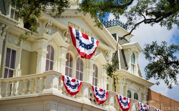 As it is now summertime, the patriotic bunting is up on Main Street USA.