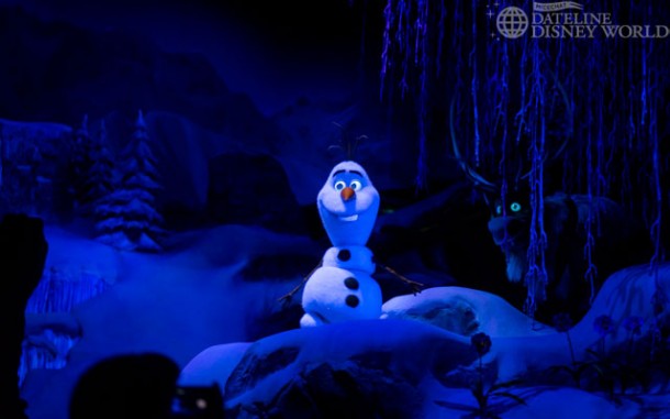 Olaf has multiple scenes in the attraction.