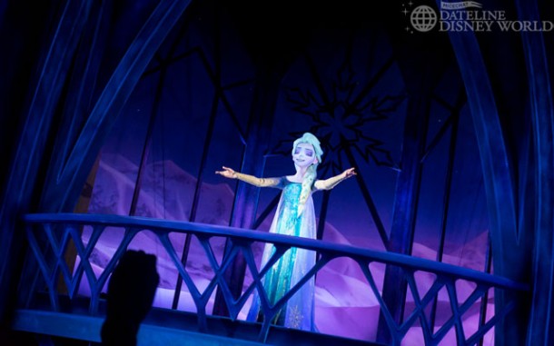 When Elsa sings 'Let It Go', you take the former "Back, back, over the falls" backwards drop.