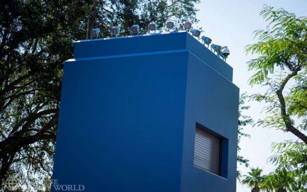 Permanent control tower in the center of the park for Star Wars stage and fireworks shows.