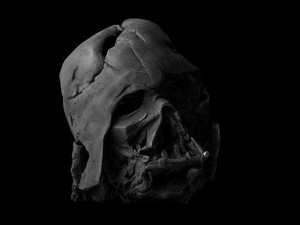 Darth Vader Helmet (Melted) Pricing: $3,500 Own a piece of the epic saga with our exclusive, made-to-order replica of Darth Vader's Melted Helmet from Star Wars: The Force Awakens.  The Sith Lord&rsquo;s iconic helmet is precisely detailed in every way and appears virtually identical to the prop used in the film