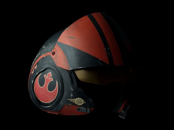 Poe Dameron X-Wing Helmet Pricing: $1,500 Own a piece of the epic saga with our exclusive, made-to-order replica of Poe Dameron's Helmet from Star Wars: The Force Awakens.  This iconic piece is precisely detailed in every way and appears virtually identical to the prop worn by the actor playing the ace pilot of the Resistance.