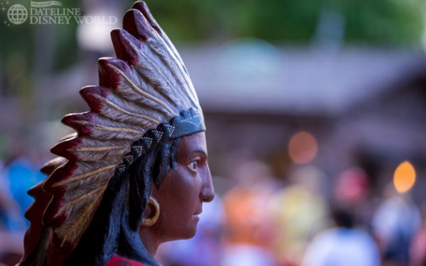 The Native American stands in Frontierland!