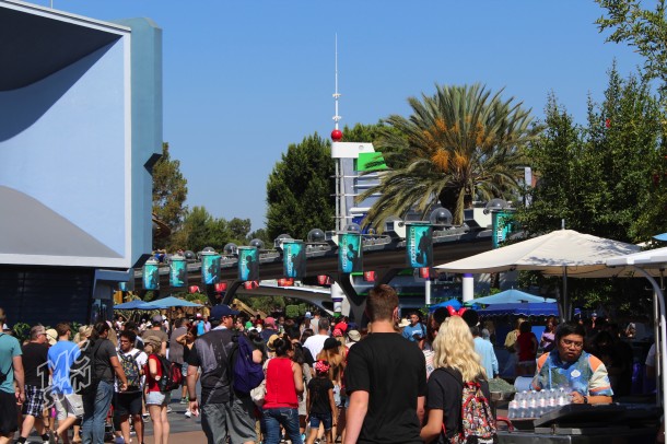 The “Light Side” of SOF banners along the old Peoplemover tracks.