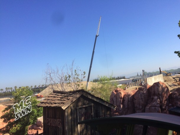 From Big Thunder Mountain Railroad, you can see the wall and I beams lined up. 