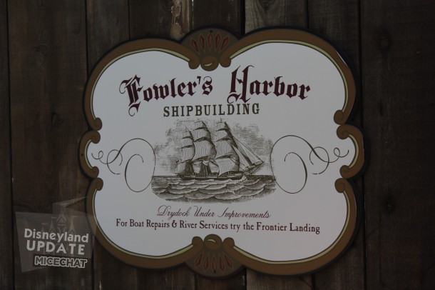 A sign on the wall enclosing the Columbia dock.