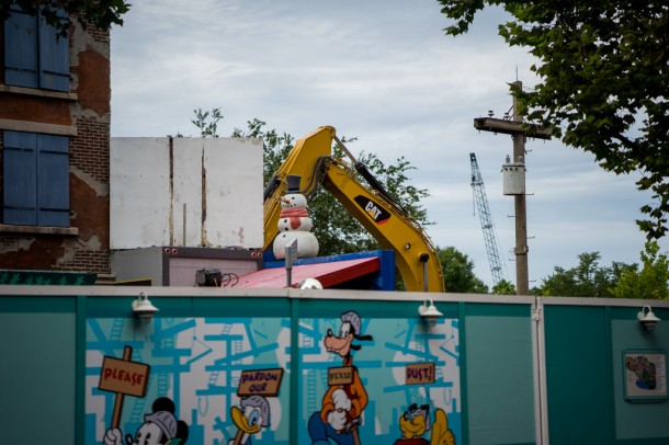 Demolition vehicles on site preparing land for Star Wars construction.