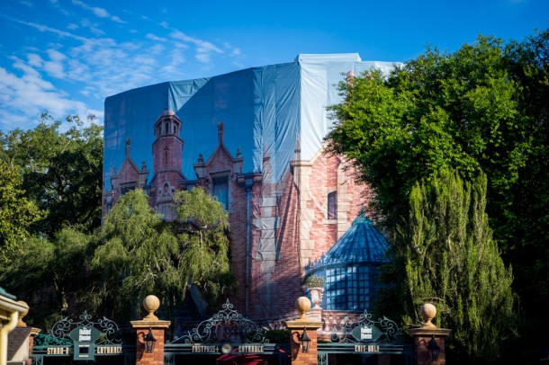 Picture scrim still up at the Haunted Mansion.