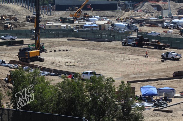 A week ago, these I-beams were stacked here. Now they are being driven into the ground. 