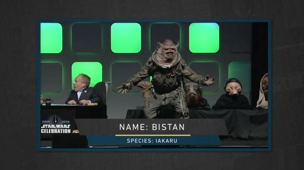 Later on &ldquo;The Star Wars Show&rdquo;, the Lucasfilm Story Group revealed his name: Bistan. 
