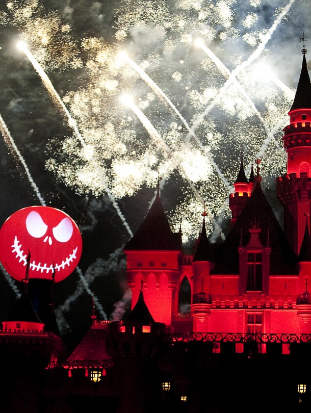 MICKEY'S HALLOWEEN PARTY (ANAHEIM, Calif.) Jack Skellington presides over the Halloween Screams fireworks spectacular, which lights up the sky surrounding Sleeping Beauty Castle at Disneyland park as part of the entertainment exclusive to the annual Mickey's Halloween Party. Returning for 17 nights in 2016, beginning Friday, Sept. 23, Mickeys Halloween Party is a time for guests to dress up for a ghoulish good time and enjoy seasonal scares such as Space Mountain Ghost Galaxy and Haunted Mansion Holiday. (Paul Hiffmeyer/Disneyland)