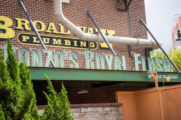 And yes, the restrooms now have a sign that reads 'Gonzo's Royal Flush'.