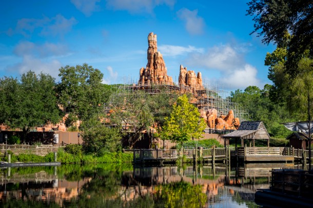 Refurbishment continues on Big Thunder Mountain Railroad.