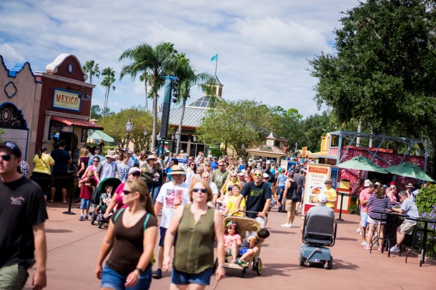 By the time 12 or 1pm roll around, World Showcase gets very busy.