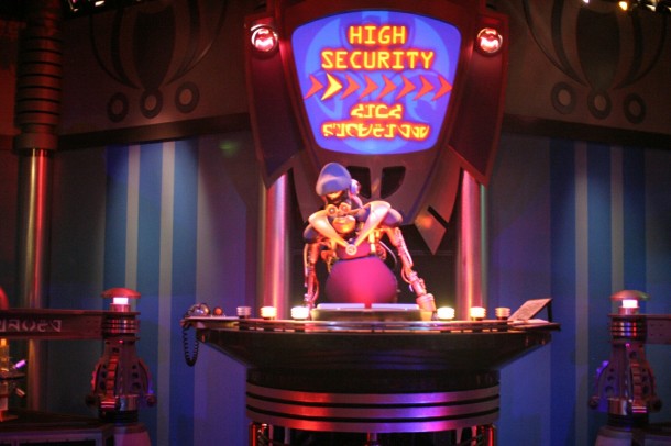 The second briefing room with the "90210" robot.