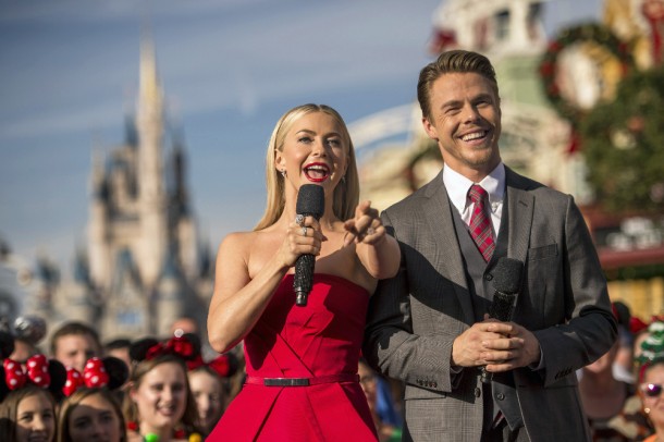 THE WONDERFUL WORLD OF DISNEY: MAGICAL HOLIDAY CELEBRATION and THE DISNEY PARKS' MAGICAL CHRISTMAS CELEBRATION - "The Wonderful World of Disney: Magical Holiday Celebration" premieres on THANKSGIVING, THURSDAY, NOVEMBER 24 (8:00-10:00 p.m. EST) on the ABC Television Network and on the ABC app. Join Emmy Award-winners Julianne and Derek Hough as they host the magical two-hour special from the Walt Disney World Resort. They join "Descendants 2" star Sofia Carson to kick off the holiday season in a way only Disney can, showcasing extraordinary music performances, special appearances and some unforgettable Disney magic moments. "Disney Parks' Magical Christmas Celebration" will air CHRISTMAS, SUNDAY, DECEMBER 25 (10:00 a.m.-12:00 p.m. EST; air times vary, check listings) on the ABC Television Network and on the ABC and Disney Channel apps. This Christmas, Disney Parks celebrate the joy of the holiday season, as hosts Julianne and Derek Hough take viewers on a magical ride down Main Street and beyond. The Christmas Day celebration will be bigger and brighter than ever before, bringing together the beloved Christmas day parade, magical musical performances, surprise celebrity guests and heart-warming family stories to celebrate the most wonderful time of the year. (DISNEY/Kent Phillips) 