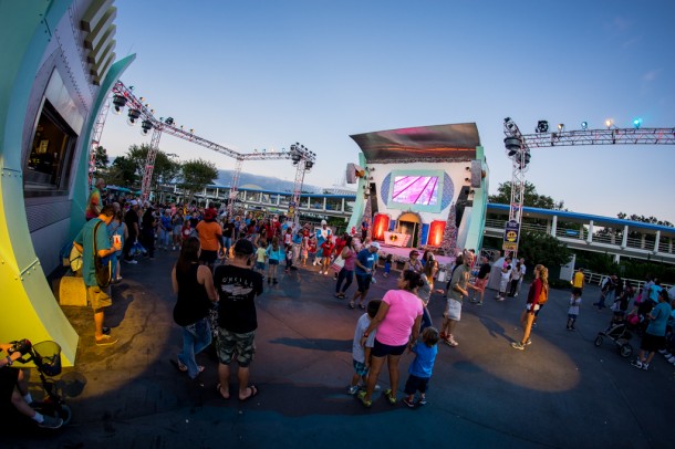 The stage in Tomorrowland is all set up for A Totally Tomorrowland Christmas.