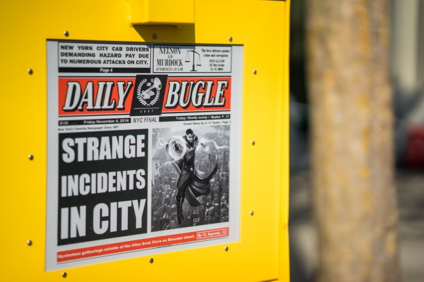 There is a Daily Bugle newspaper dispenser. This is very interesting given Universal's Marvel presence in their park.