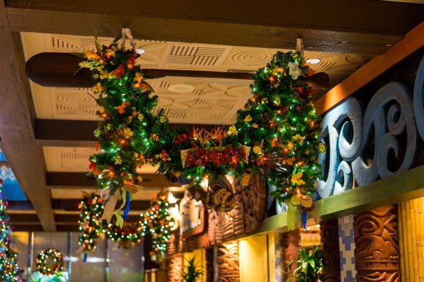 Garland hanging in the lobby,