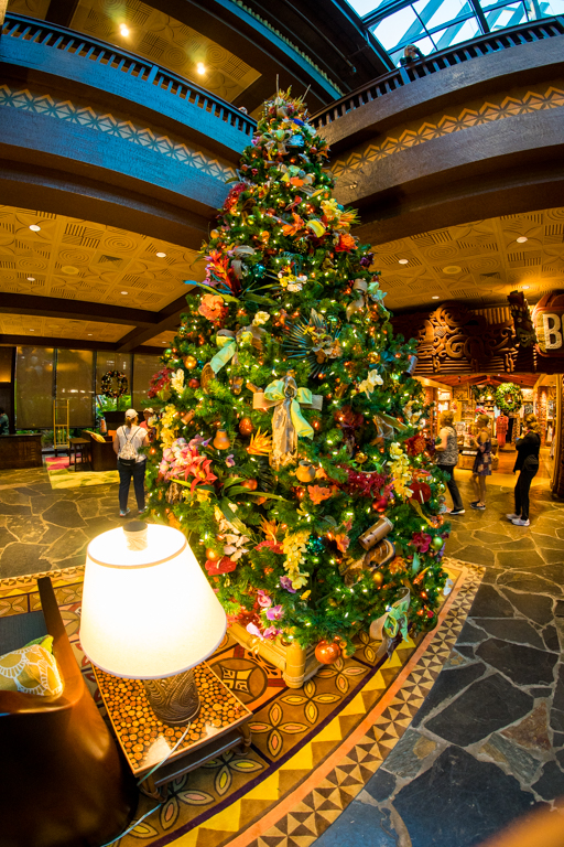 The tree at the Poly is smaller than the other resorts and is kind of just tucked into a corner.
