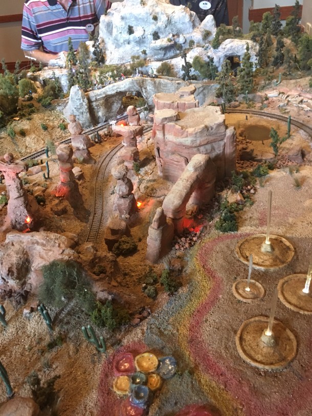 Display of a massive recreation of Disneyland's old Mine Train ride was a highlight of a recent club gathering.