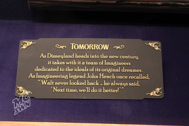 One of three plaques on the bottom of the display. 