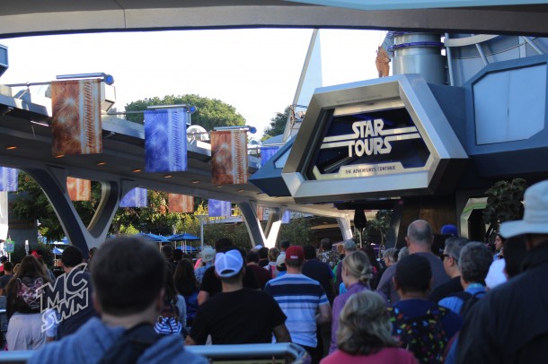 Rope drop brings the first crowds of the day.