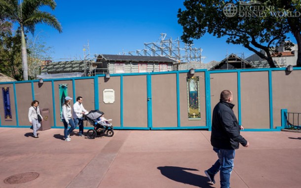 Frozen themed areas were still being constructed early in the year.