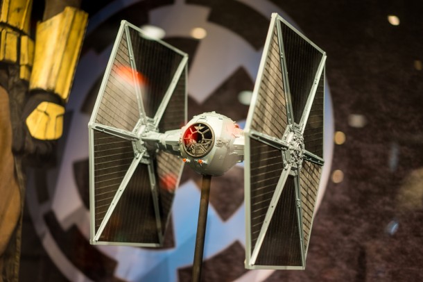 You can just hear the iconic TIE Fighter noise.