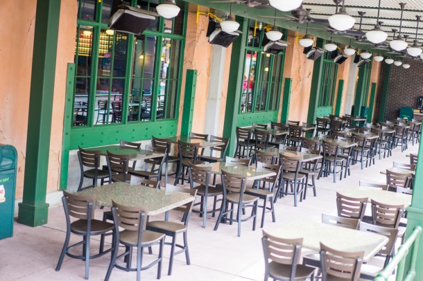 There is an outdoor seating area.