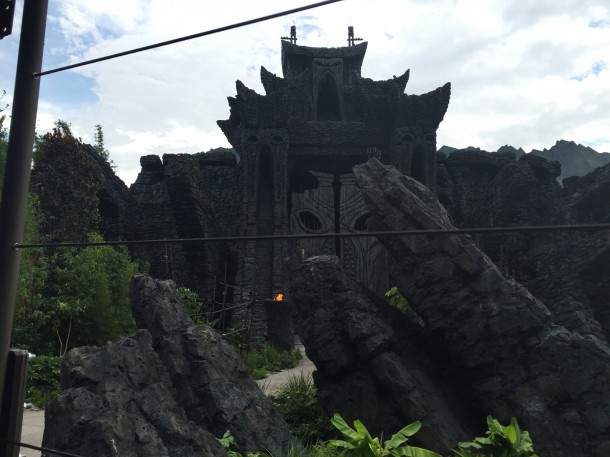 The view from the ride vehicle of King Kong: Skull Island