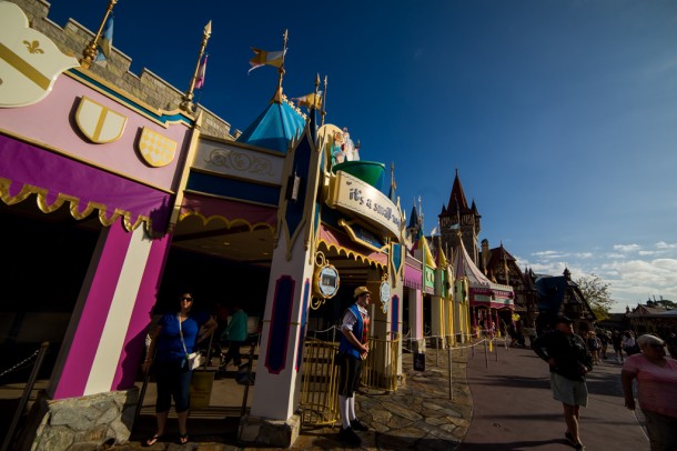 It took a while, but there are no more small walls outside of it's a small world.