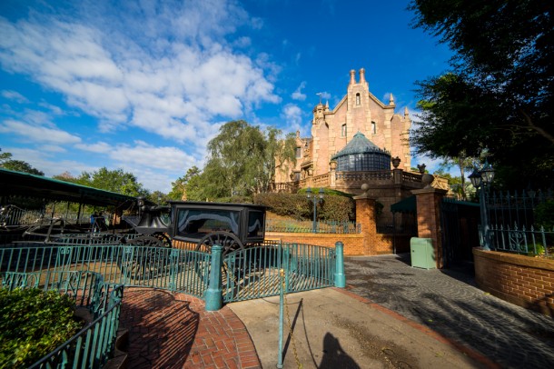 The exterior of the Haunted Mansion looks excellent after its recent refurbishment.