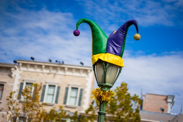 Mardi Gras decor is up, as the event starts this weekend.