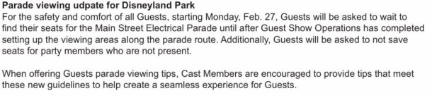 , Saving Seats For the Electrical Parade is a Thing of the Past